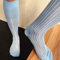 Calcetines largos para hombre de edición limitada, calcetines sexis suaves de nailon a rayas transparentes para hombre, calcetines de vestir de negocios, traje Formal para hombre, calcetines TNT de trabajo, regalos para hombre