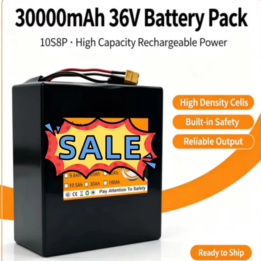 36V 30Ah 18650 Lithium Battery Pack with 1500W High-Power Built-In BMS for Energy Storage And Backup - A-Class High Capacity