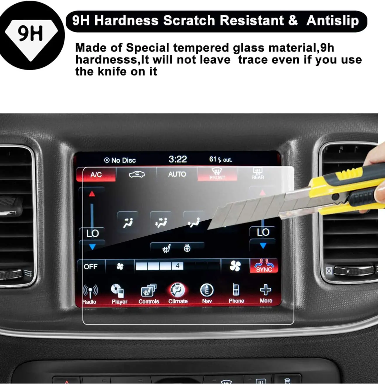 2014-2018 2019 2020 Dodge Durango Uconnect Touch Screen Display Navigation Screen, HD TEMPERED GLASS Protective Film 8.4 inch