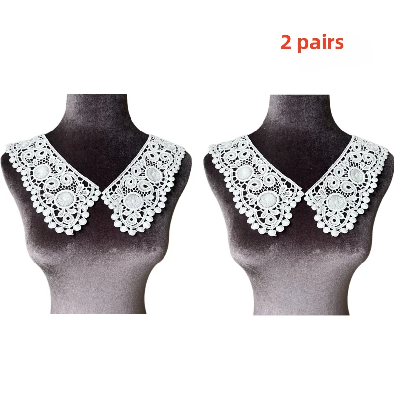 2 Pairs of Retro Lace Detachable and Openwork Decorative Collar for Ladies. Suitable for Both Shirts and Dresses. Available in 8