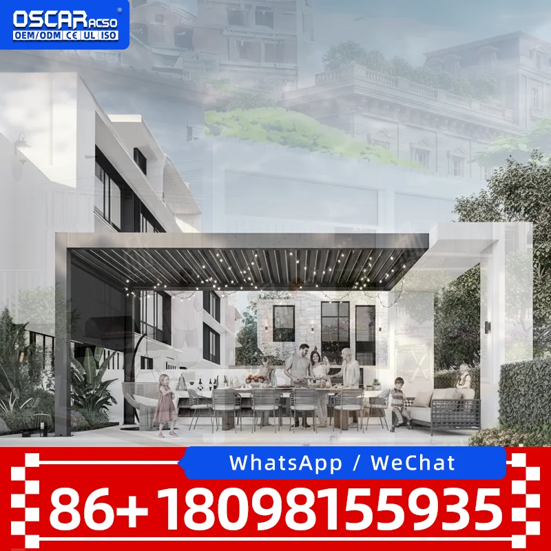 Adjustable Louvered Pergola Aluminum Outdoor with Rotating Blades Quick Delivery for Hotel Pool Decks Villapergola