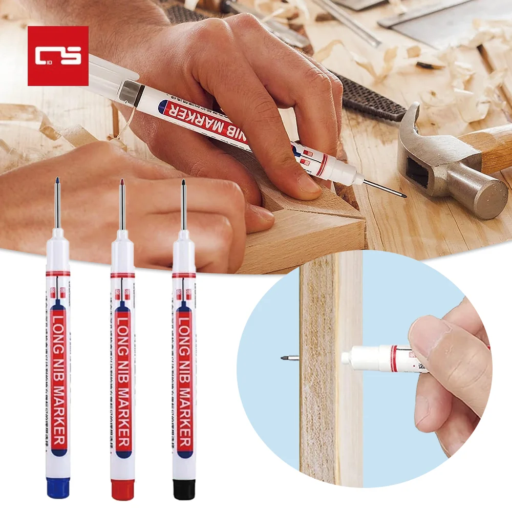 

Deep Hole Long Nib Head Markers Metal Perforating Pen Deep Hole Marker Waterproof Bathroom Woodworking Decoration Multi-Purpose
