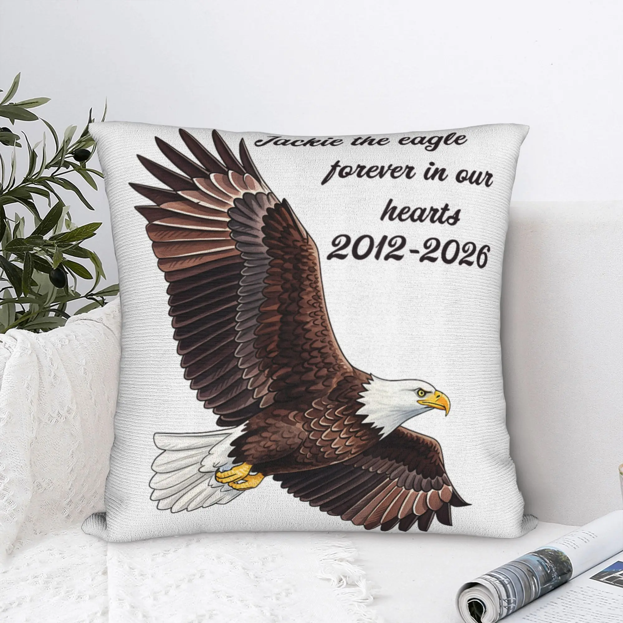 Printed Jackie The Big-Bear Eagle Pillowcase Polyester Cushion Cover Supports California Wildlife Throw Pillow Case Cover Square