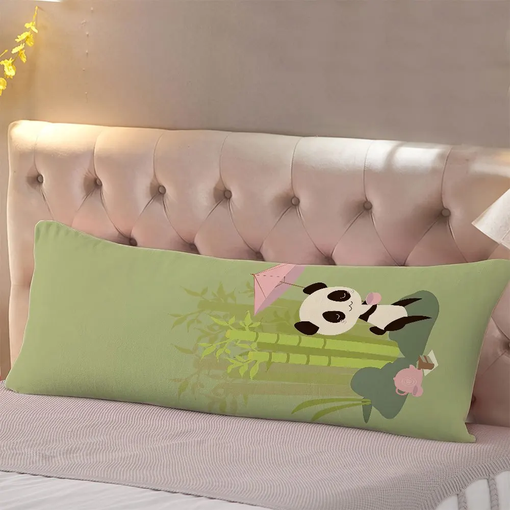 Extra-Long Body Pillow Cover - 20X54 Inches with Zipper Closure, Featuring a Cute Panda And Bamboo Design, Made of Soft And Brea