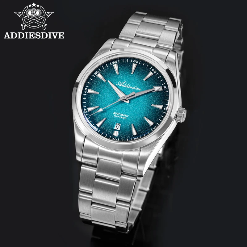 

ADDIESDIVE Механические часы 39 мм градиент синий модные японские автоматические часы 8215 BGW9 светящиеся водонепроницаемые часы для делового костюма 10 бар