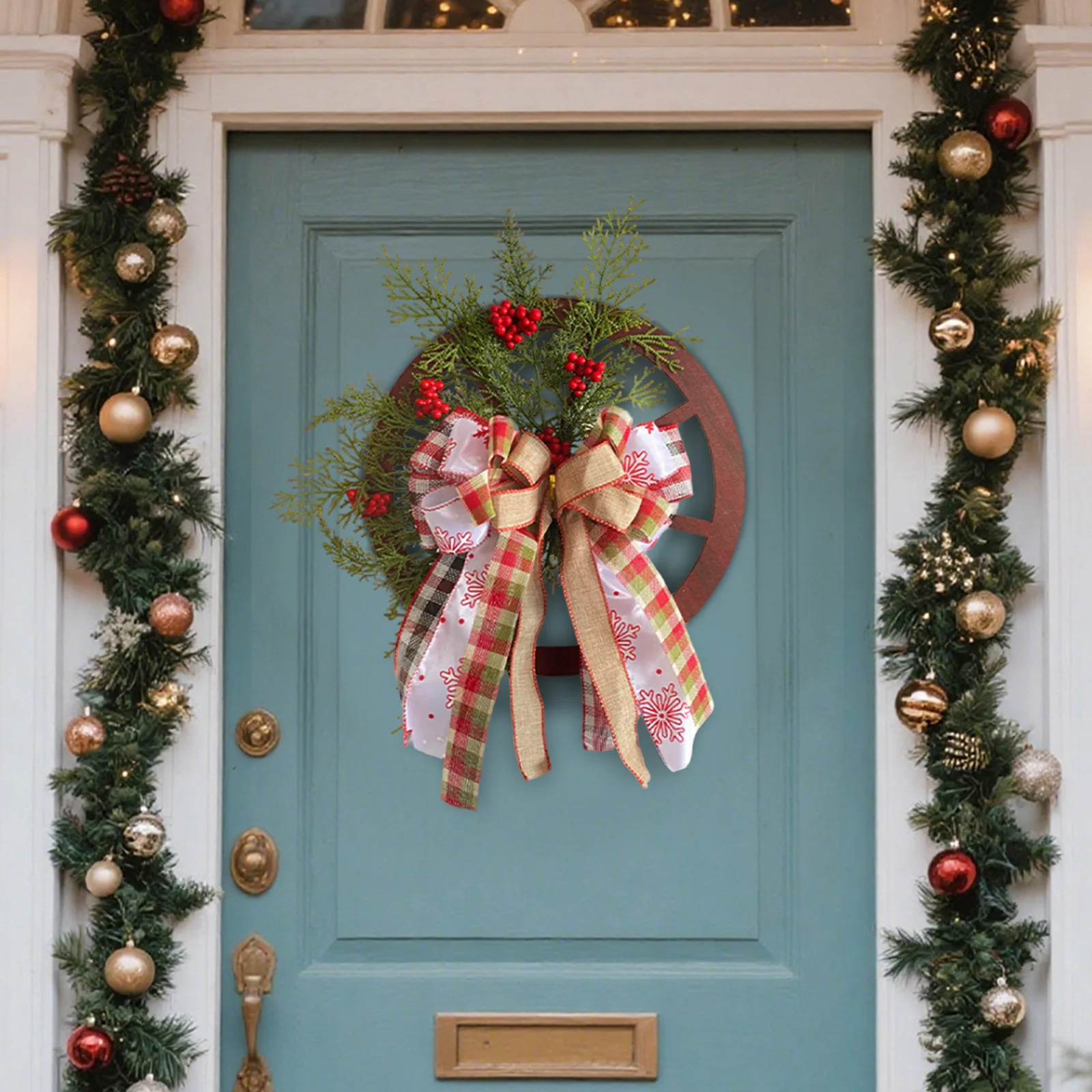 Guirnalda navideña de camión Vintage roja, colgador de puerta de vacaciones rústico para chimenea, decoración de escalera, decoración festiva para exhibición del hogar