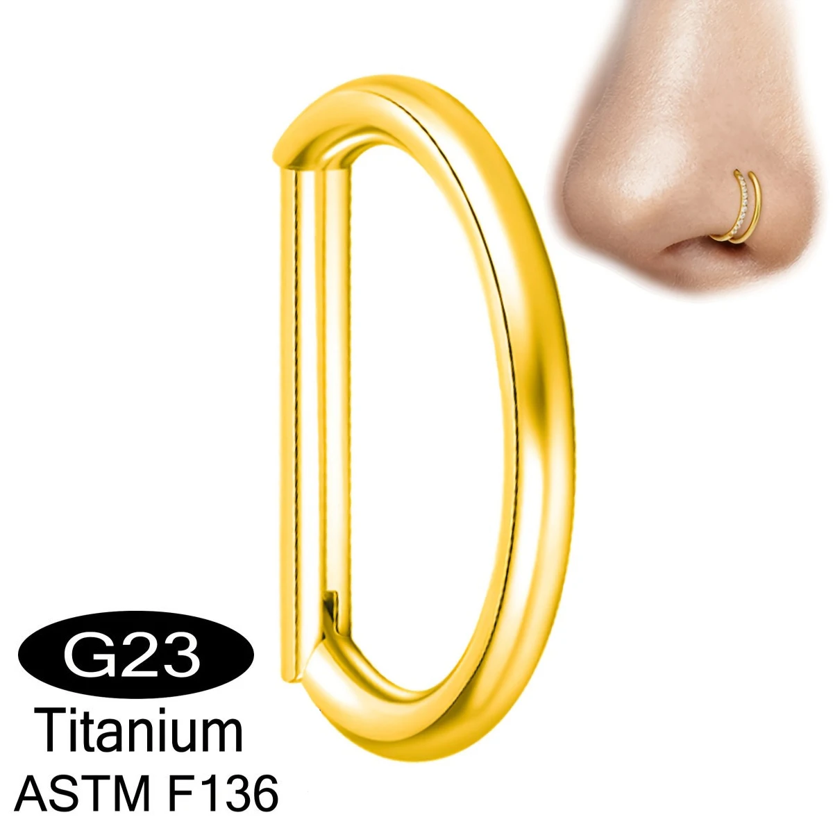 Titanium D-Shaped Zirconia Earrings for Men And Women Jewelry for Lip Rings Ear Cuffs Nose Rings Body Piercing Lip Rings Punk
