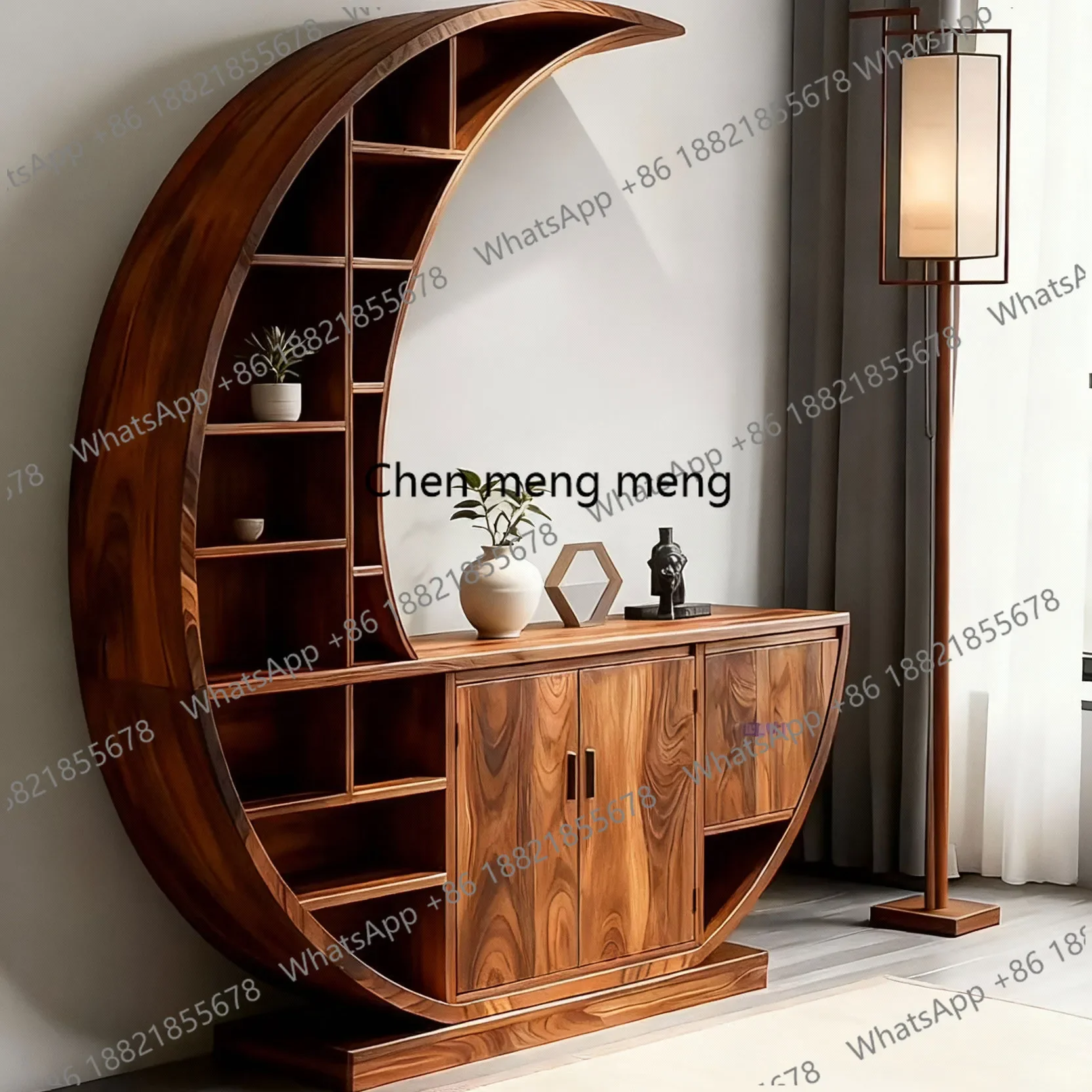 New arrive New Chinese-style North American black walnut Bogu frame villa living room high-end solid wood high-end display cabin