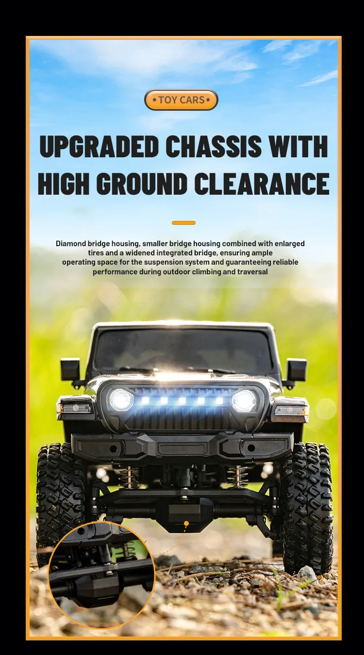 JJRC 1:18 Simulation Wrangler Climbing Vehicle C8801 Pro 2.4G Adjustable Speed 4WD Off Road Model Vehicle Toy For Kids Motor 370