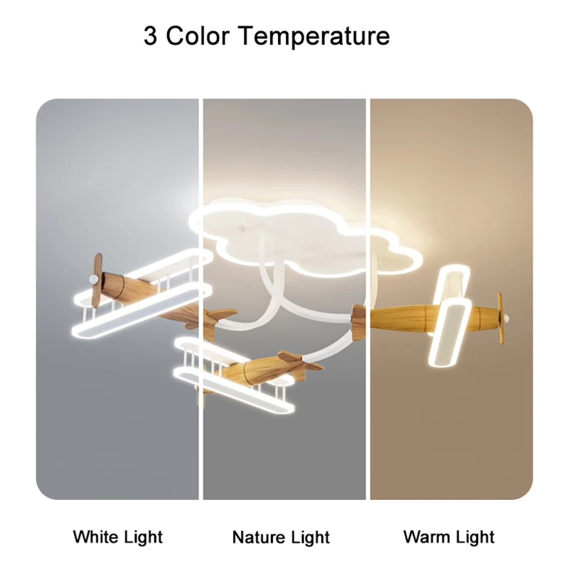 Airplane Lamps Cartoon Plane Chandelier Light For Children\'s Room Bedroom Boy Girl Nursery School Ceiling Lamp Remote Control