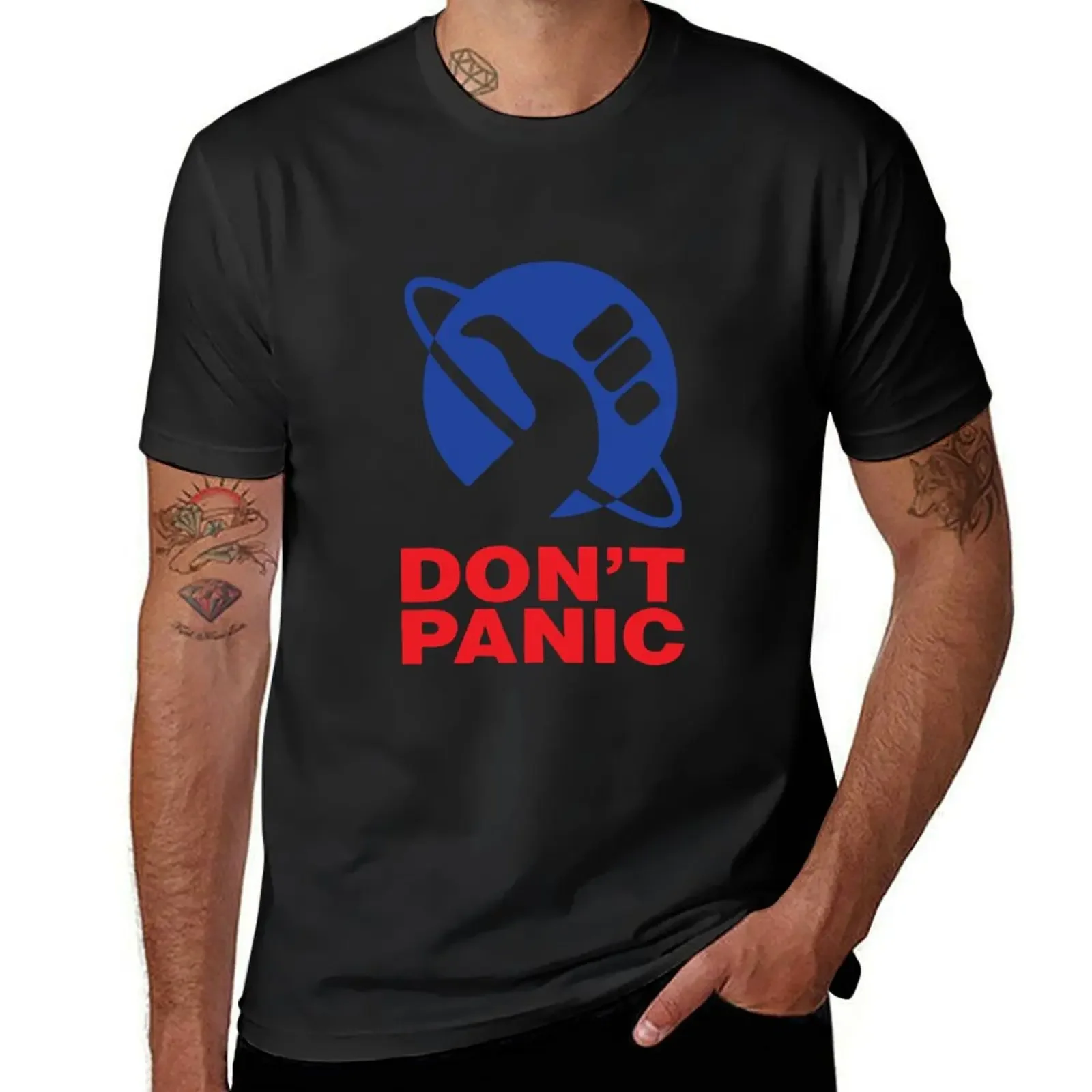 Don't Panic - (The Hitchhiker's Guide to the Galaxy) T-Shirt plus size tops quick-drying vintage clothes shirts men