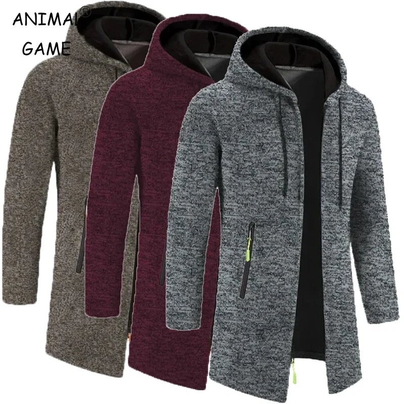 

Autumn Men's Long Sleeve Sweatshirts for Men with Zipper Hooded Mens Oversize Winter Top Jacket Coat Warm Streetwear