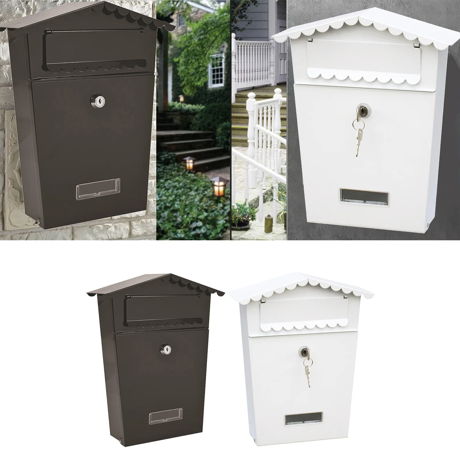 Vintage Wall Mount Mailbox Large Capacity Locking Mailboxes with Key Lock Home Gate Metal Letterbox Collection Boxes