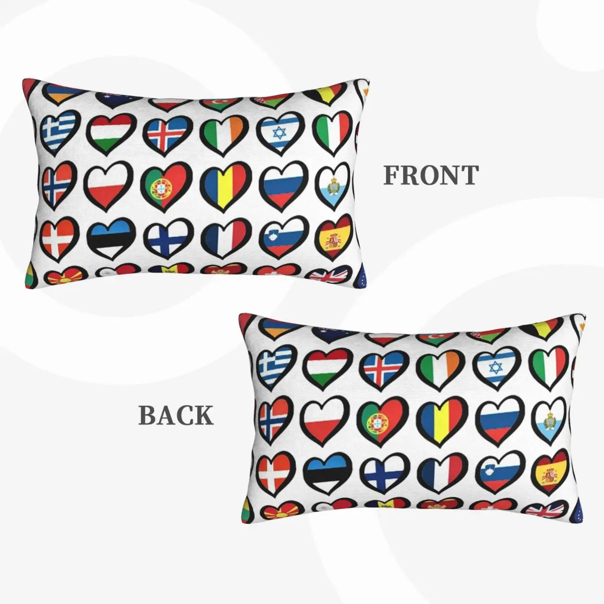 Eurovision Song Contest Flags Hearts ESC EBU Eurofans Rectangle Pillowcase Cushion Cover Decor Bedroom Bed Home Throw Pillow