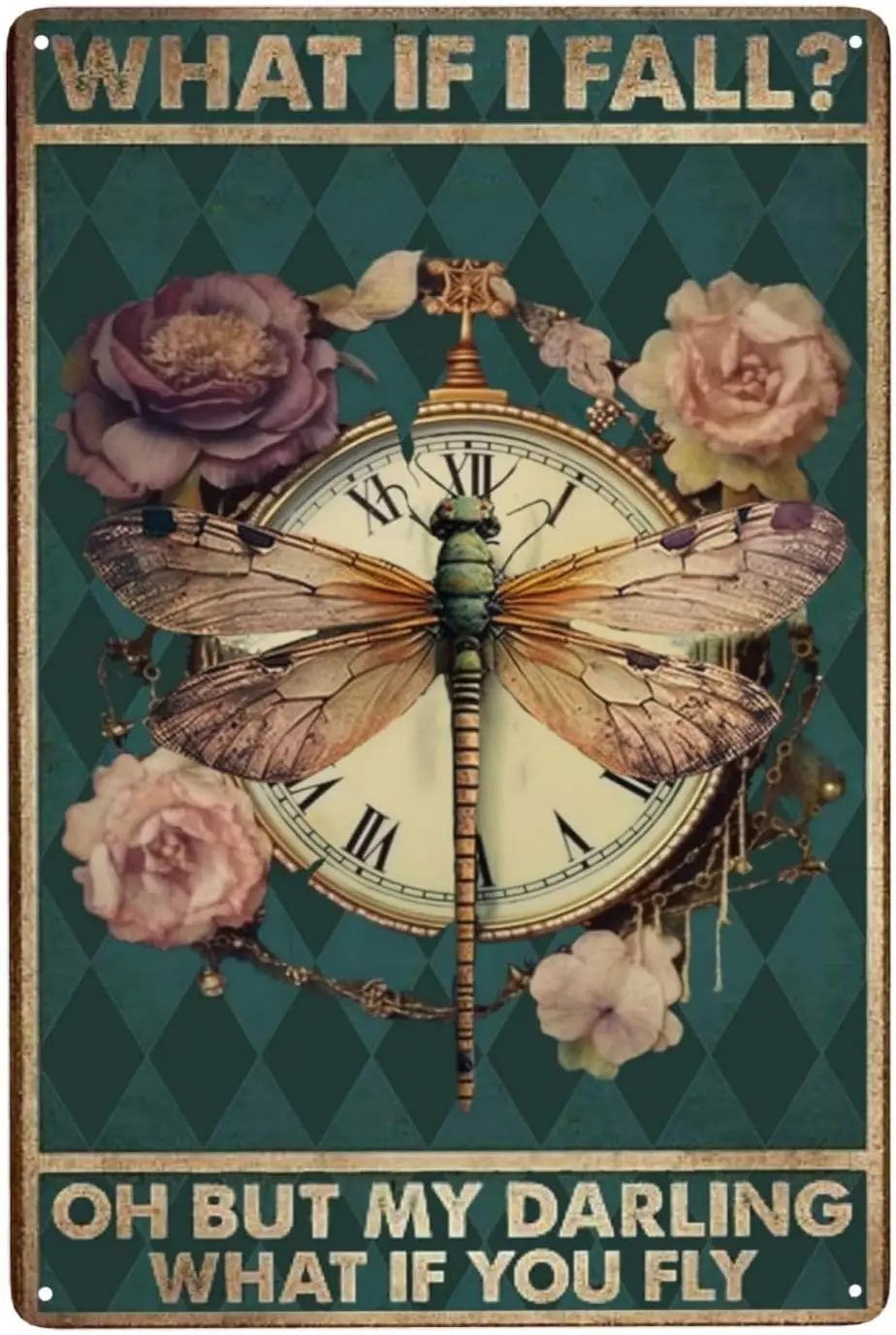 ZHIQUN Brave Dragonfly Tin Sign 8X12IN - 