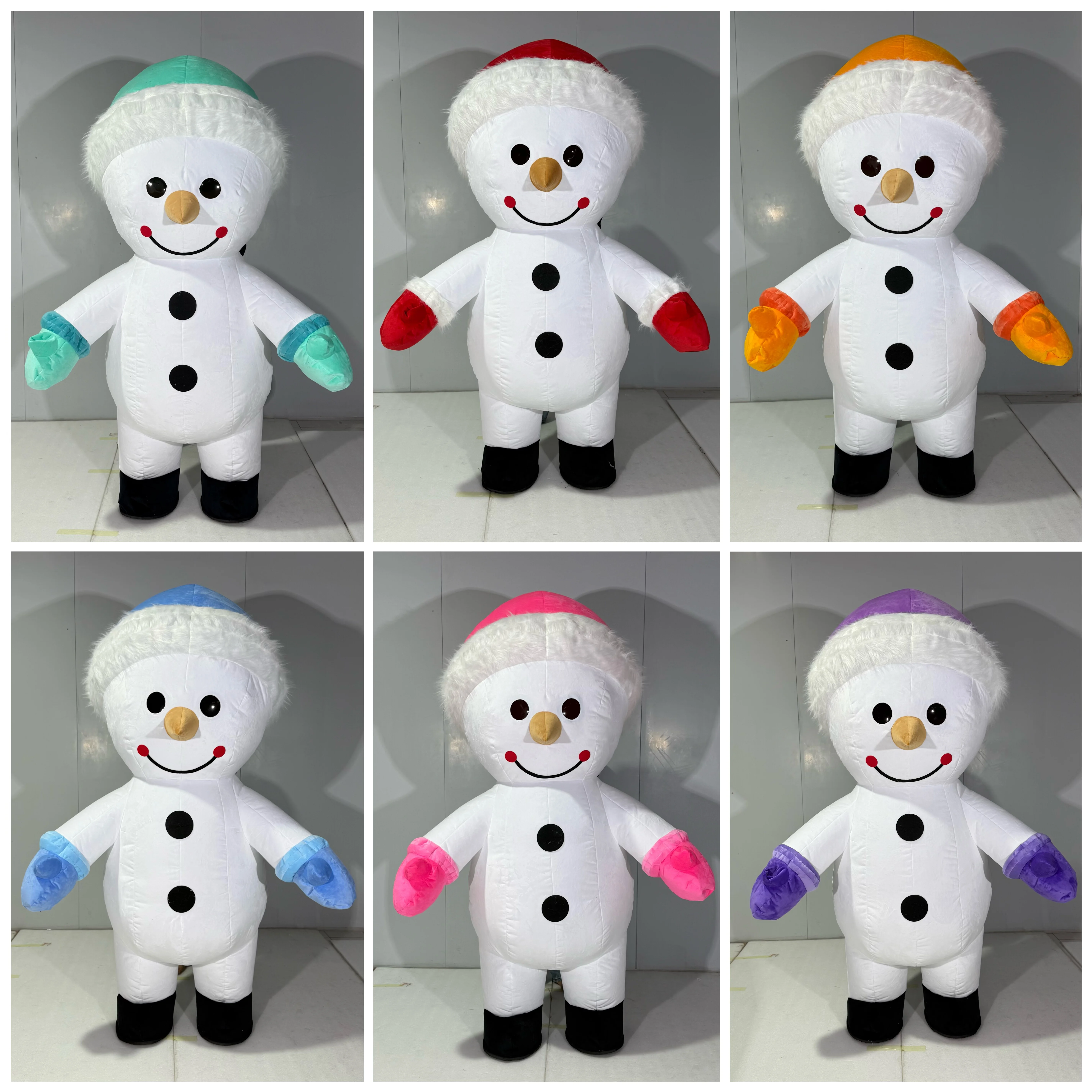 

Надувной костюм талисмана снеговика цвета фура, надувной 2 м/2,6 м для взрослых, Хэллоуин, Рождество, носимый на открытом воздухе, без батареи в комплекте