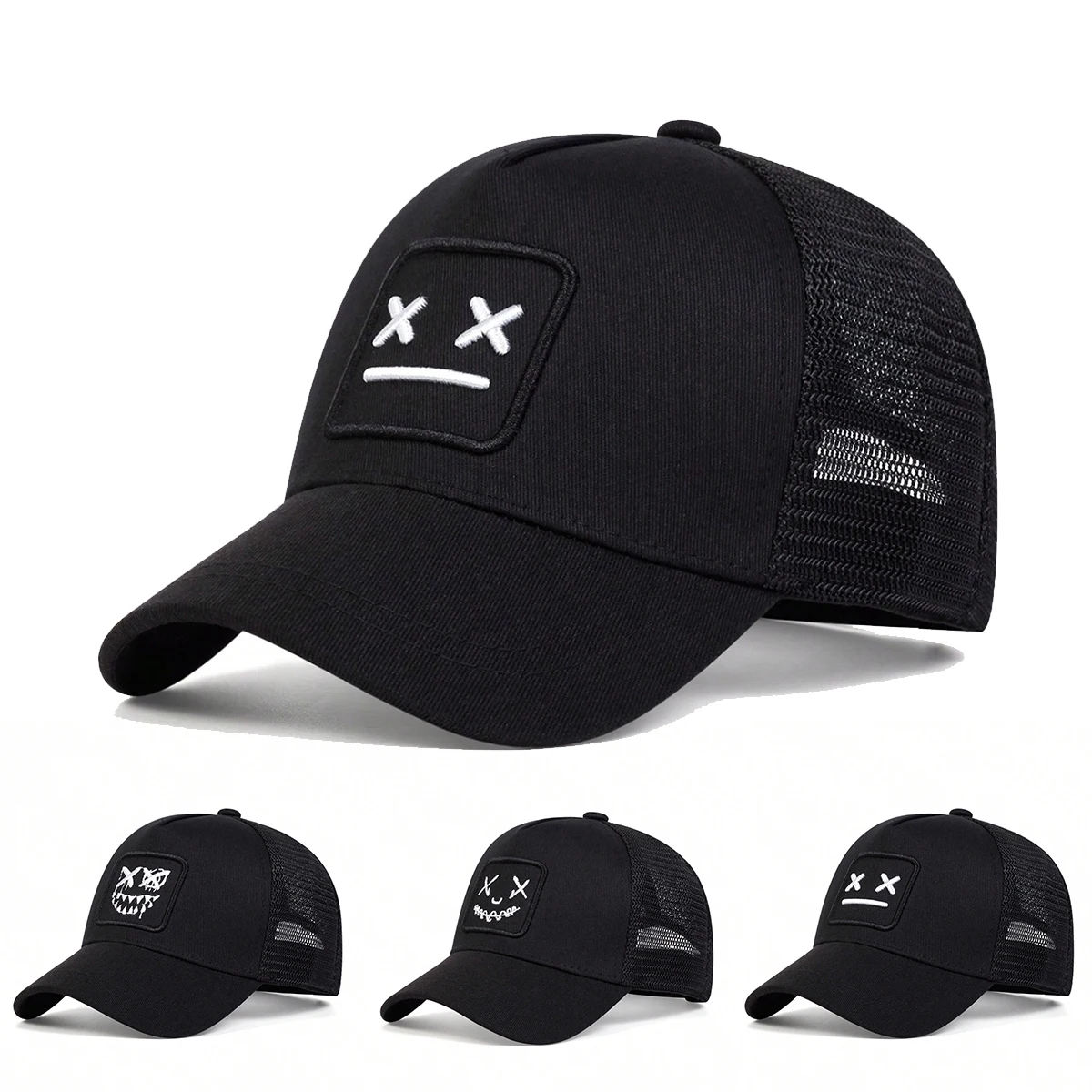 Children XX Smiling Face Embroidery Baseball Net Caps Spring Summer Outdoor Adjustable Casual Hats Boy Girl Travel Sunscreen Hat