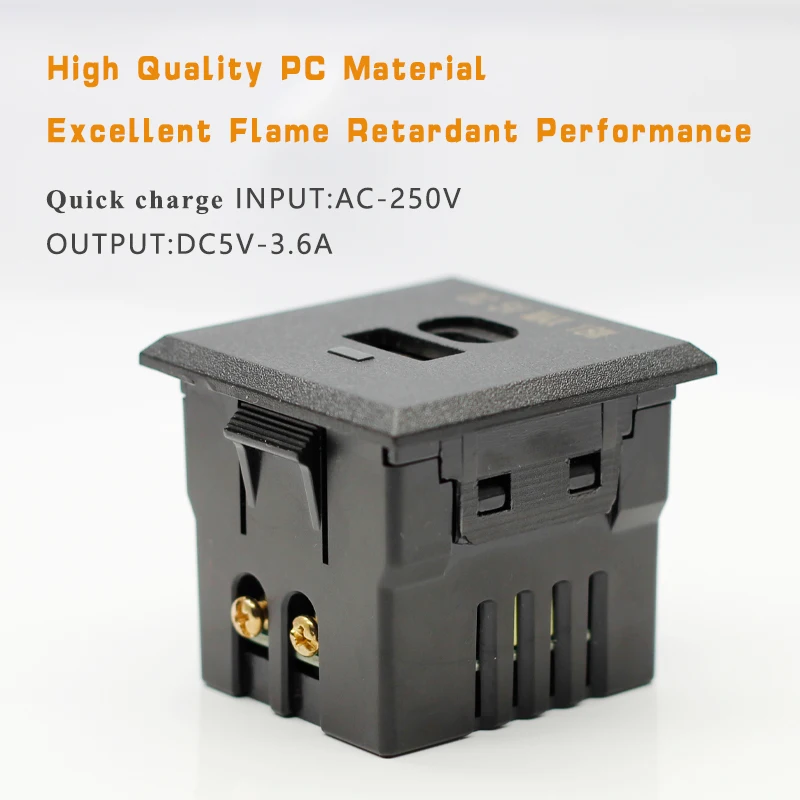 USB desktop socket 18W fast charging PD interface 5V3.6A Type-c mobile phone charging socket embedded card type