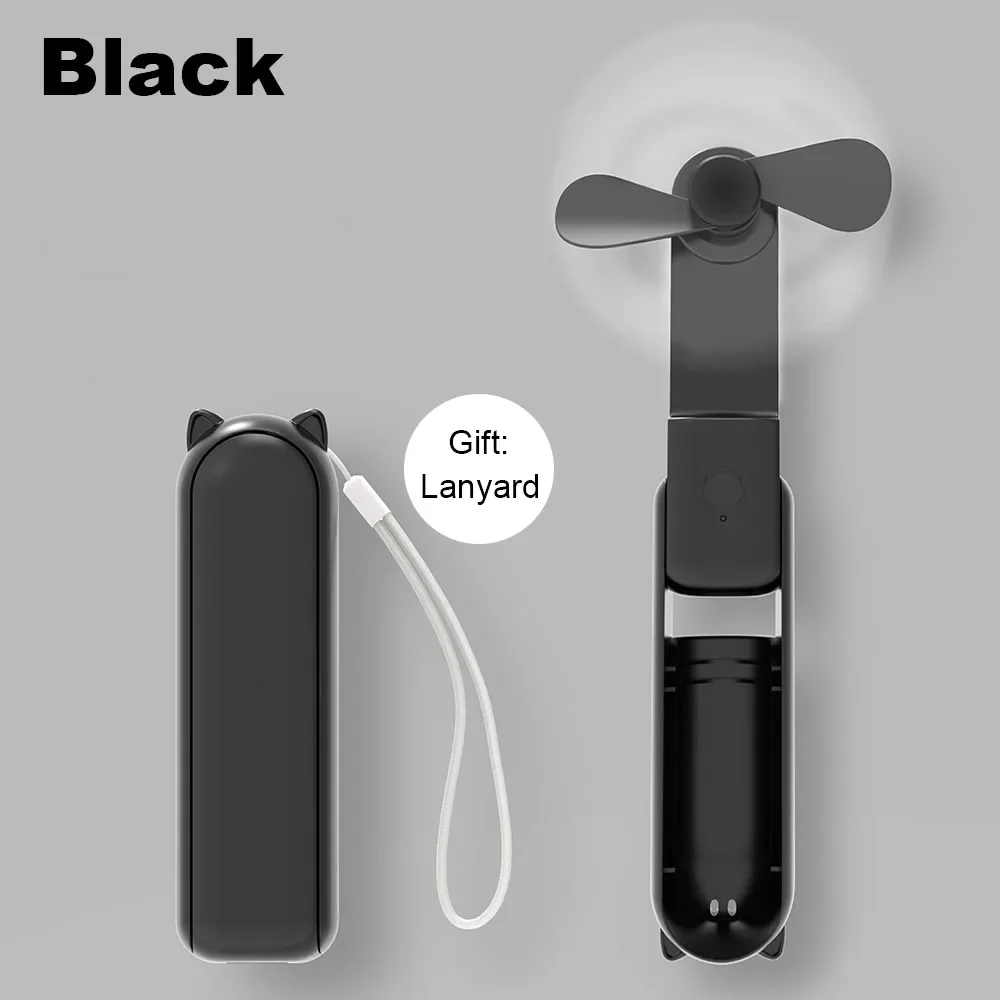 Ventilador portátil mini ventilador portátil 2000mah usb recarregável com acessível banco de potência pequeno ventilador de bolso dobrável para ventilador de viagem