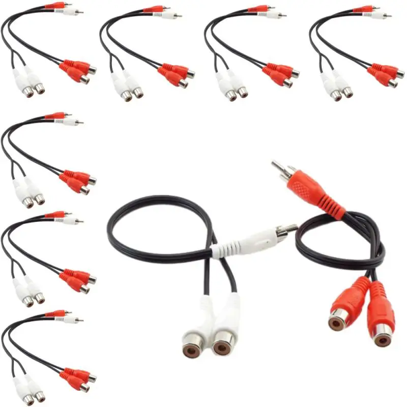 0.25mRCA Male Head One-two Audio Cable RCA Male Head To 2RCA Female Seat Audio Adapter Cable