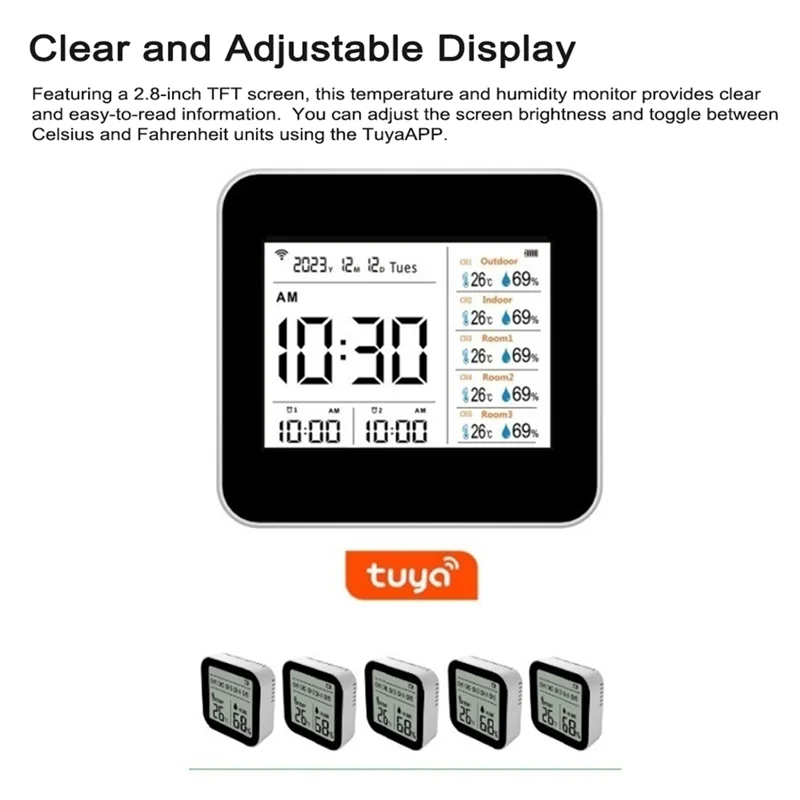 Умный термометр Tuya 13 в 1, гигрометр, точный датчик температуры и влажности в помещении, монитор-BTFL