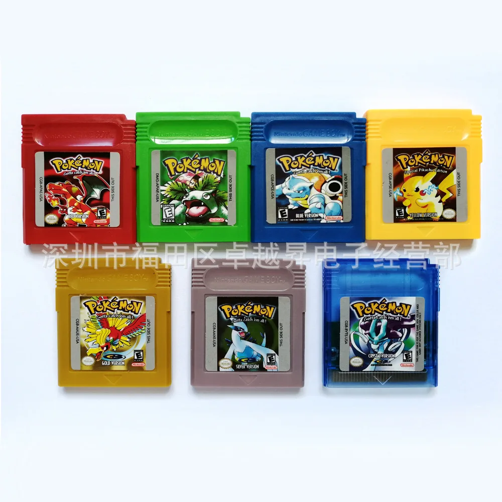 GBC Pokemon Red GLOD GBC GB Game Card Pocket Red Yellow Green Gold and Silver Crystal English Version Simple Version