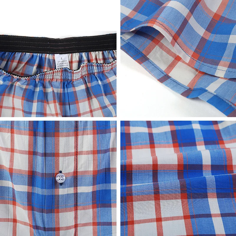 2PCS/Lot Men\'s Arrow Pants 100% Cotton Casual Underwear Boxers High-quality Plaid Pajamas Loose and Comfortable At Home Panties