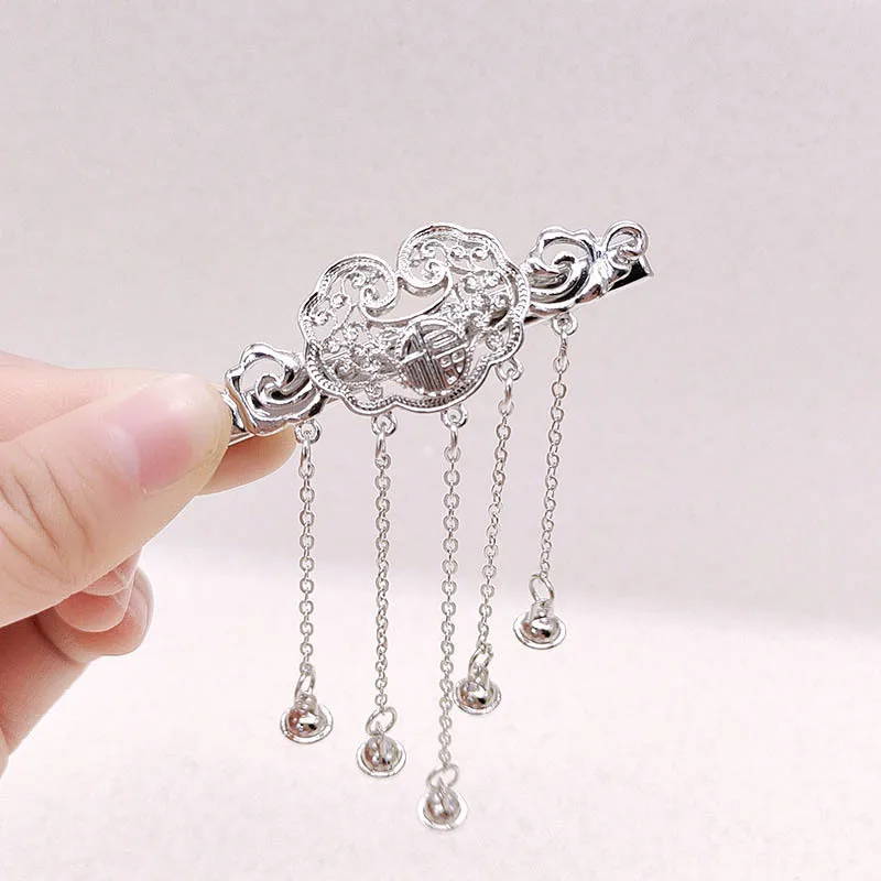 Retro ruyi lock tassel hair clip with a high-end feel, side clip for women's bangs, elegant hair accessory