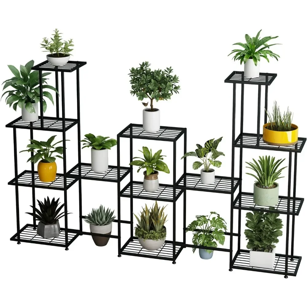 

Tall Multi Tier Plant Stand, 13 Tiers Multifunctional Plant Stands for Indoor Plants, Decorative Black Steel Plant Shelf for Ind