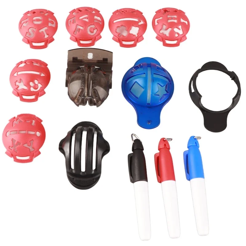 

12Pcs Golf Ball Marker Alignment Kit 6 Ball Liner Template 3 Ball Line Liner 3 Ball Marker Pen (Ball Not Included)