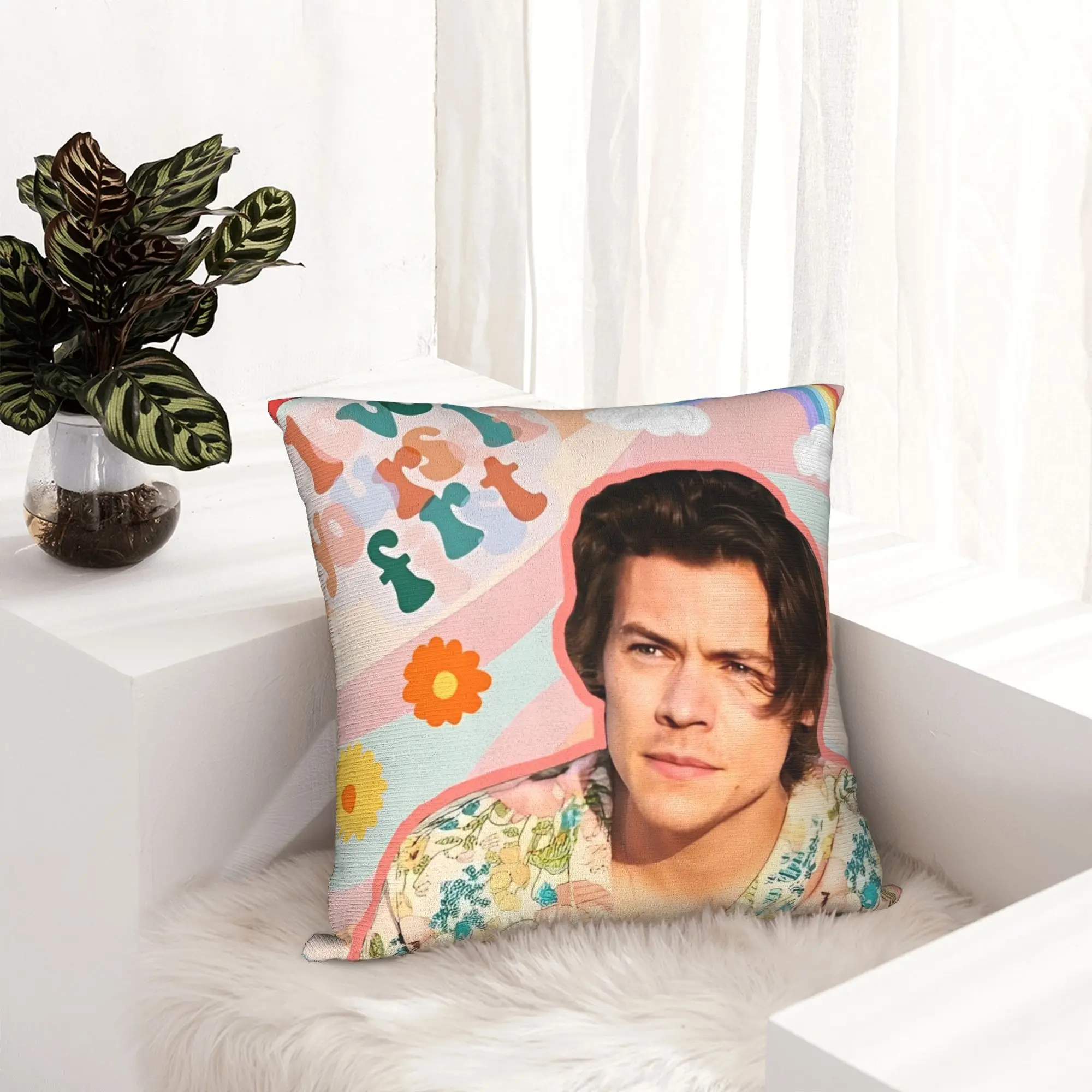 Harrys Styles Singer Pillowcase Double-sided Printing Polyester Cushion Cover Gift  Pillow Case Cover Bed Zipper 45X45cm