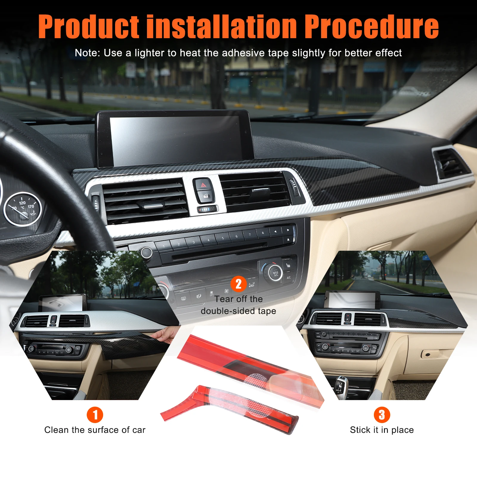 ABS لوحة القيادة غطاء لوحة الكسوة ملصقات (الجانب الأيسر) لسيارات BMW 3 Series 2013 2014 2015 2016 2017 2018 2019 F30 اكسسوارات السيارات #4