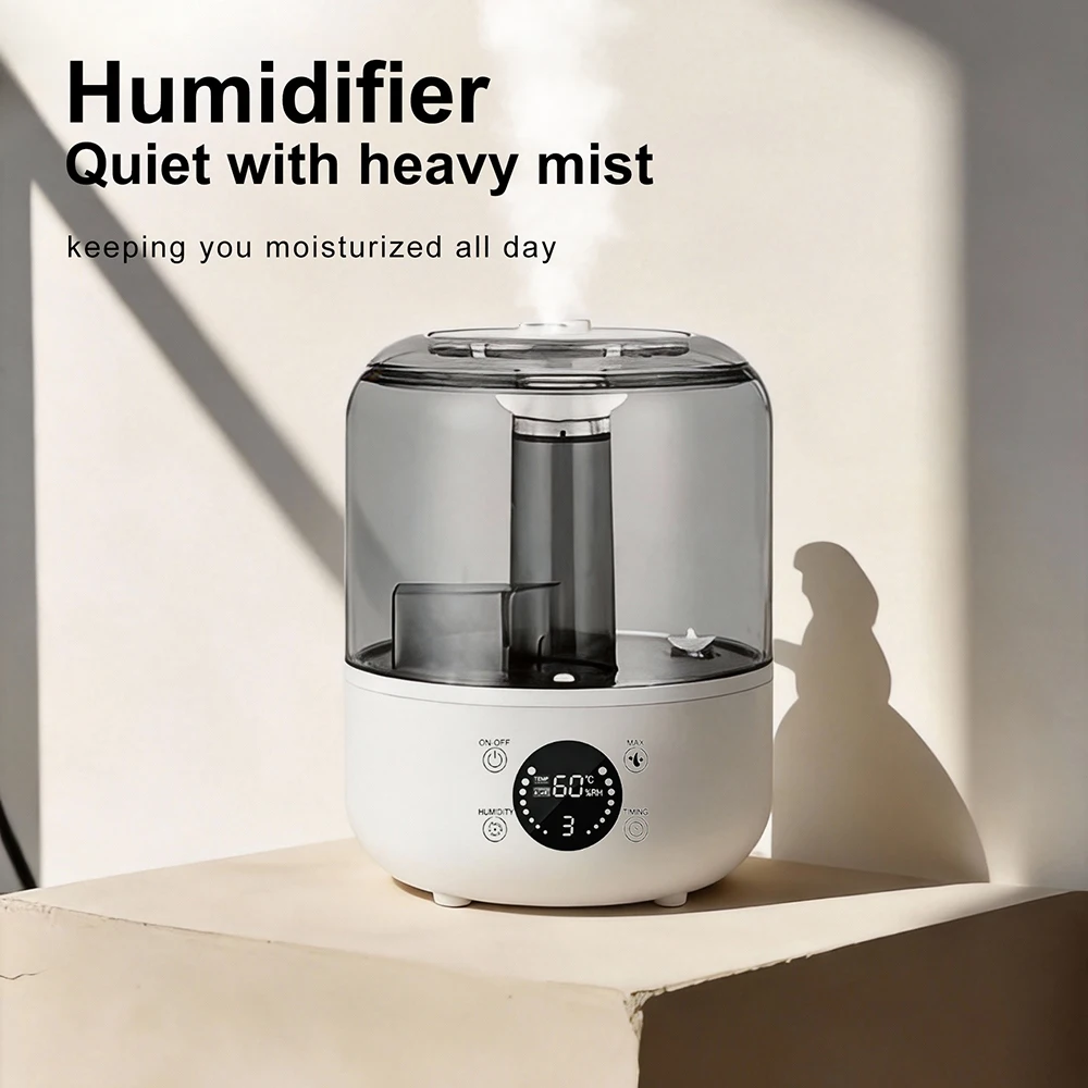 

Ультразвуковой увлажнитель воздуха с верхней заливкой и большой емкостью для спальни, детской, дома, офиса, очищающий воздух, с функцией холодного тумана, бесшумный.