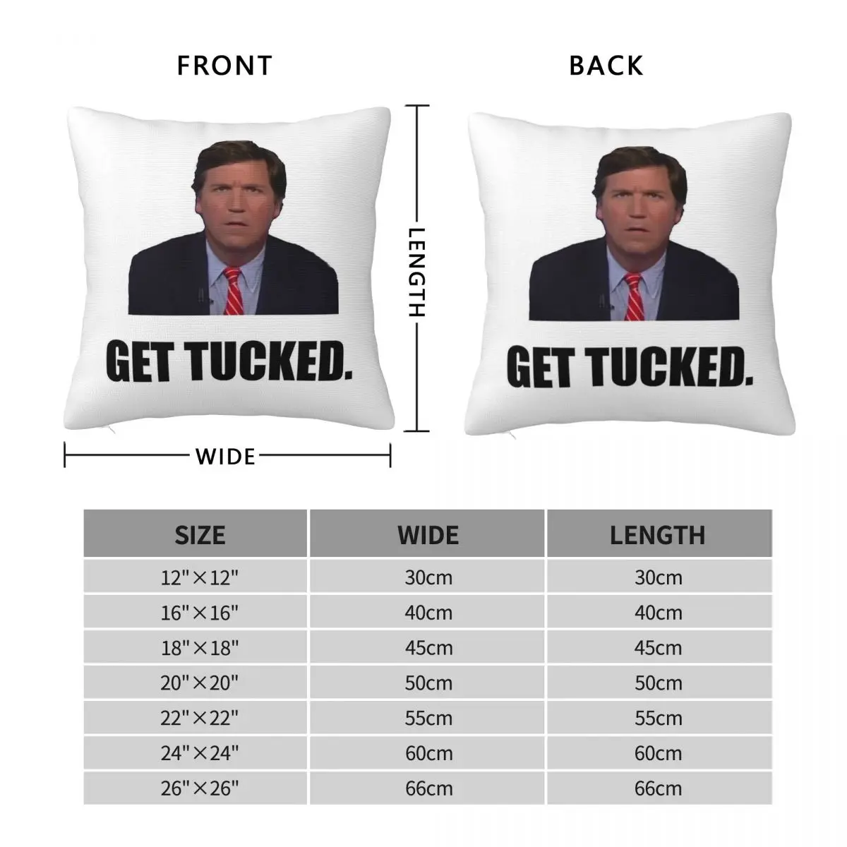 Tucker Carlson Get Tucked Square Pillowcase Polyester Linen Velvet Creative Zip Decor Room Cushion Cover 45x45