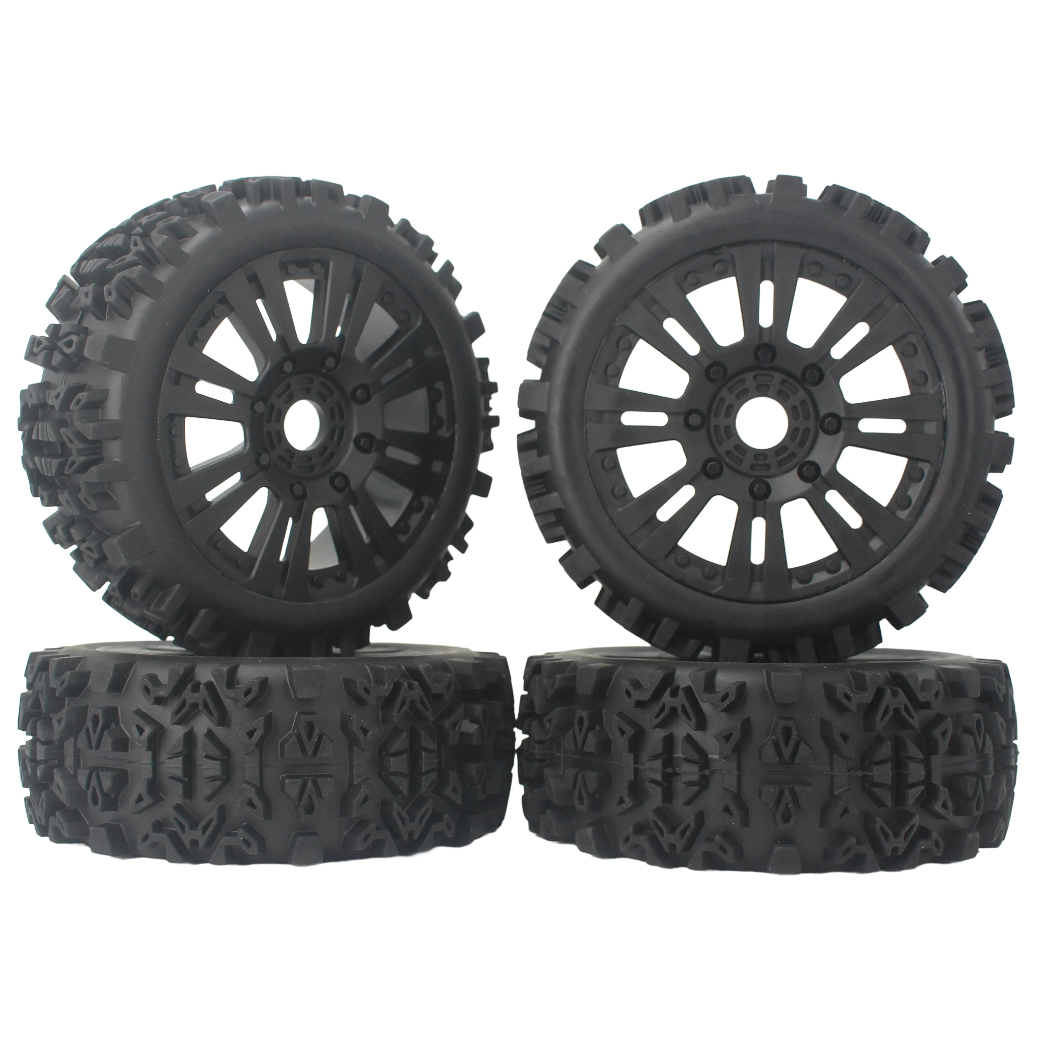 Pre-Glued RC 1/8 Off-road Car Tires Buggy Wheels Tyres With 17mm Hub For KYOSHO HPI LOSI HSP GT2 Hobao Redcat Axial Traxxas Vkar