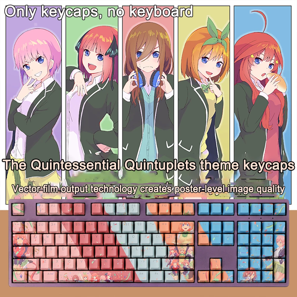 108 chiavi/set The Quintessential Quintuplets Keycaps PBT Dye Subbed Cherry Anime Cartoon Gaming Key Caps per ANSI 61 87 104 108