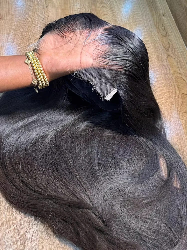 13x6 HD شعر بشري شفاف الدانتيل الباروكة الأمامية البرازيلي 30 36 بوصة عذراء الشعر العظام مستقيم 13x4 الدانتيل الجبهة الباروكات قبل قطعها #1