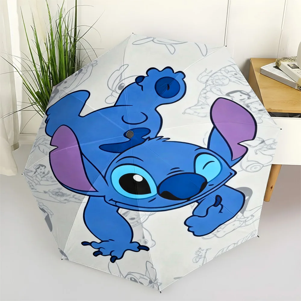 

Автоматический складной зонт Disney Lilo & Stitch Playful Wink Art, водонепроницаемый, ветрозащитный, компактный дорожный зонт с защитой от ультрафиолета, милый дизайн
