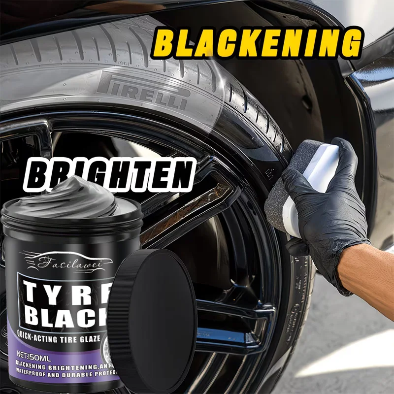 Premium Black Shine Tire Wax for Cars - Durable Formula Enhances & Protects Tires Trim Bumpers Dashboards Engine Parts