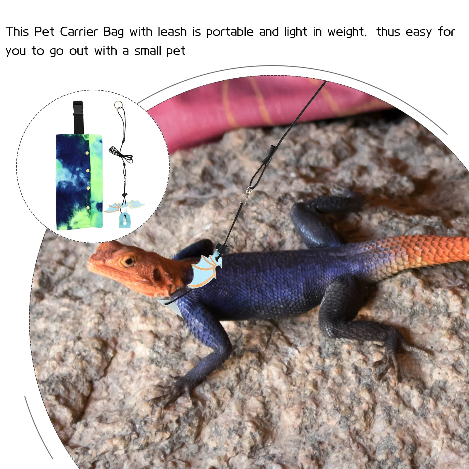 

1Set Pet Lizard Carrier Bag Adjustable Strap Reptile Travel Accessory Outdoor Use Reptile Carrier Outdoor Lizard Leash