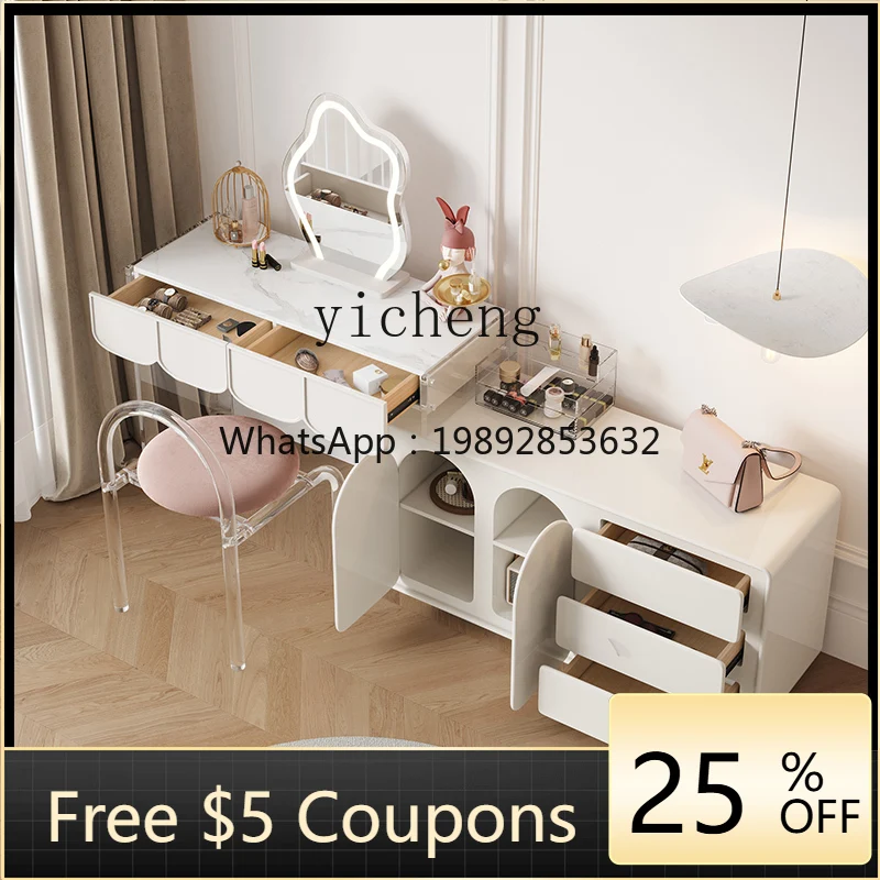 

AA Luxury Bedroom Vanity Table Bedside Chest French Style Rock Slab Dressing Table Storage Cabinet