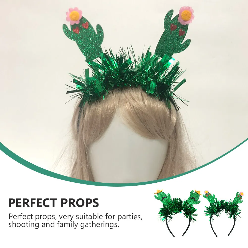 

2Pcs Floral Cactus Hair Hoop Set High Quality Elastic Headbands for Women Party Photography Props Cosplay Accessory