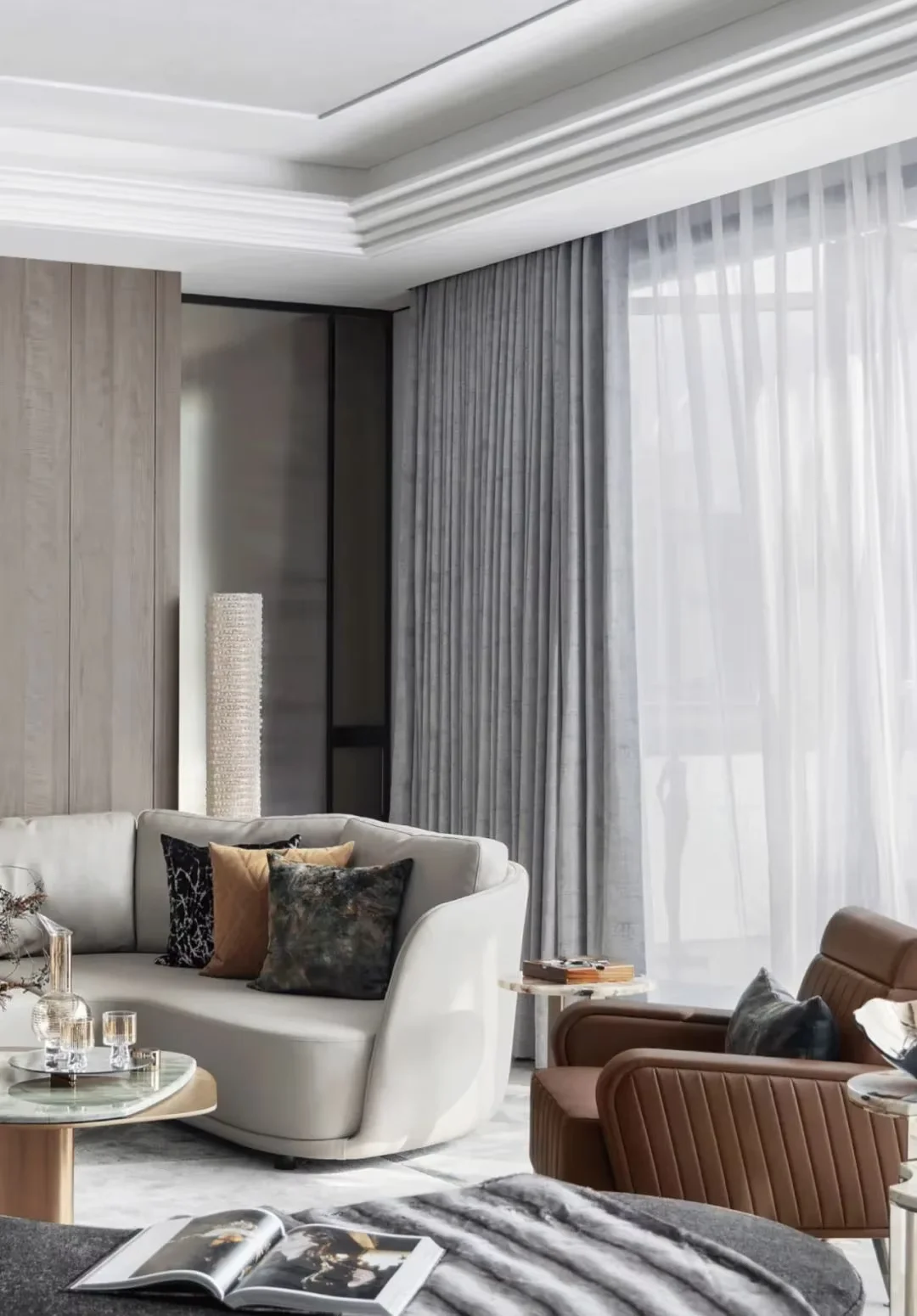 Sanhai المعاصرة موجزة نمط التصميم الداخلي القصر خطة رئيسية منزل كامل داخلي أنيق غرفة المعيشة المنزلي ثلاثية الأبعاد ماكس تقديم