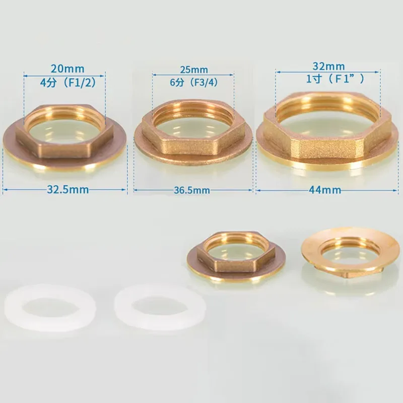 1/3/5/20/50Pcs Brass Hex Lock Nuts Pipe Fitting 1/2