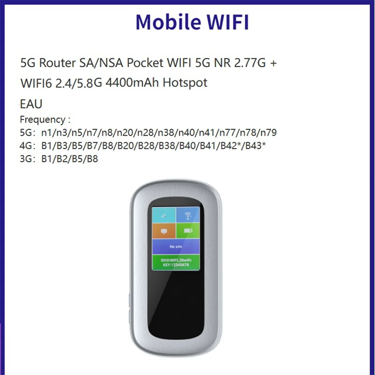 M18K-M2C 5G MiFi Mobile WiFi 6 Router Portable Wi-Fi Hotspot 5G Modem Pocket Sim Card Slot 4400mAh Battery Unlock EAU Version