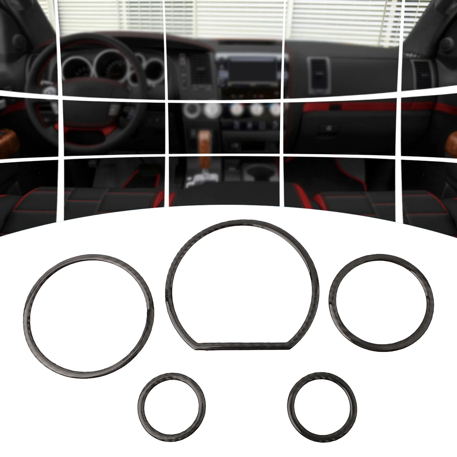5pcs New Carbon Fiber Speedometer Accent Trim DIY Item Existing Scratches For Toyota-Tundra 2007-2013 Accessories