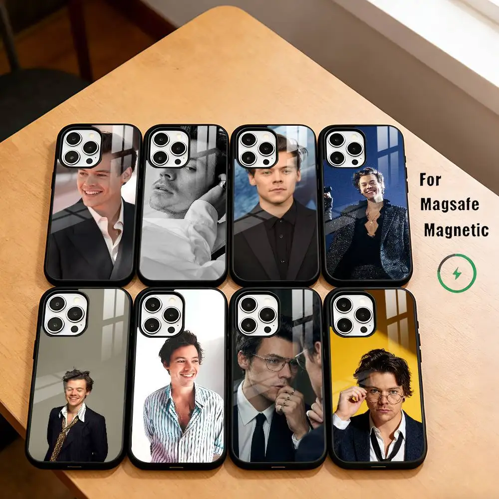 

H-HaRRys S-Styles Phone Case For iPhone17,16,15,14,13,12,11 Plus,Pro Magnetic For Magsafe Wireless Charging