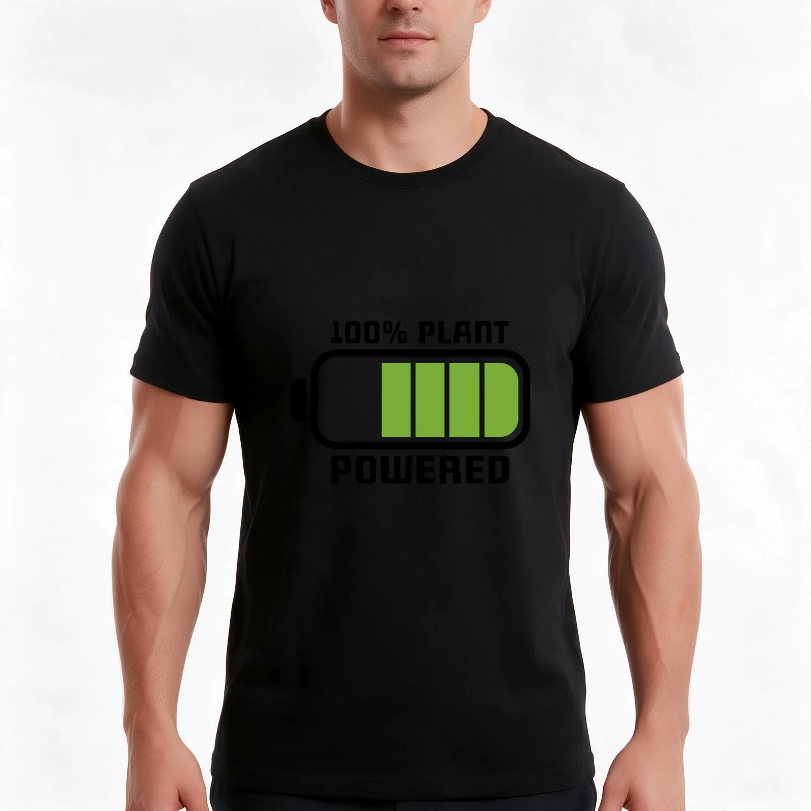 100% Plant Powered Hand-drawn by Marcus T-Shirt, Summer Casual Cotton Tee, Oversized Streetwear Tops, Vintage Graphic Print