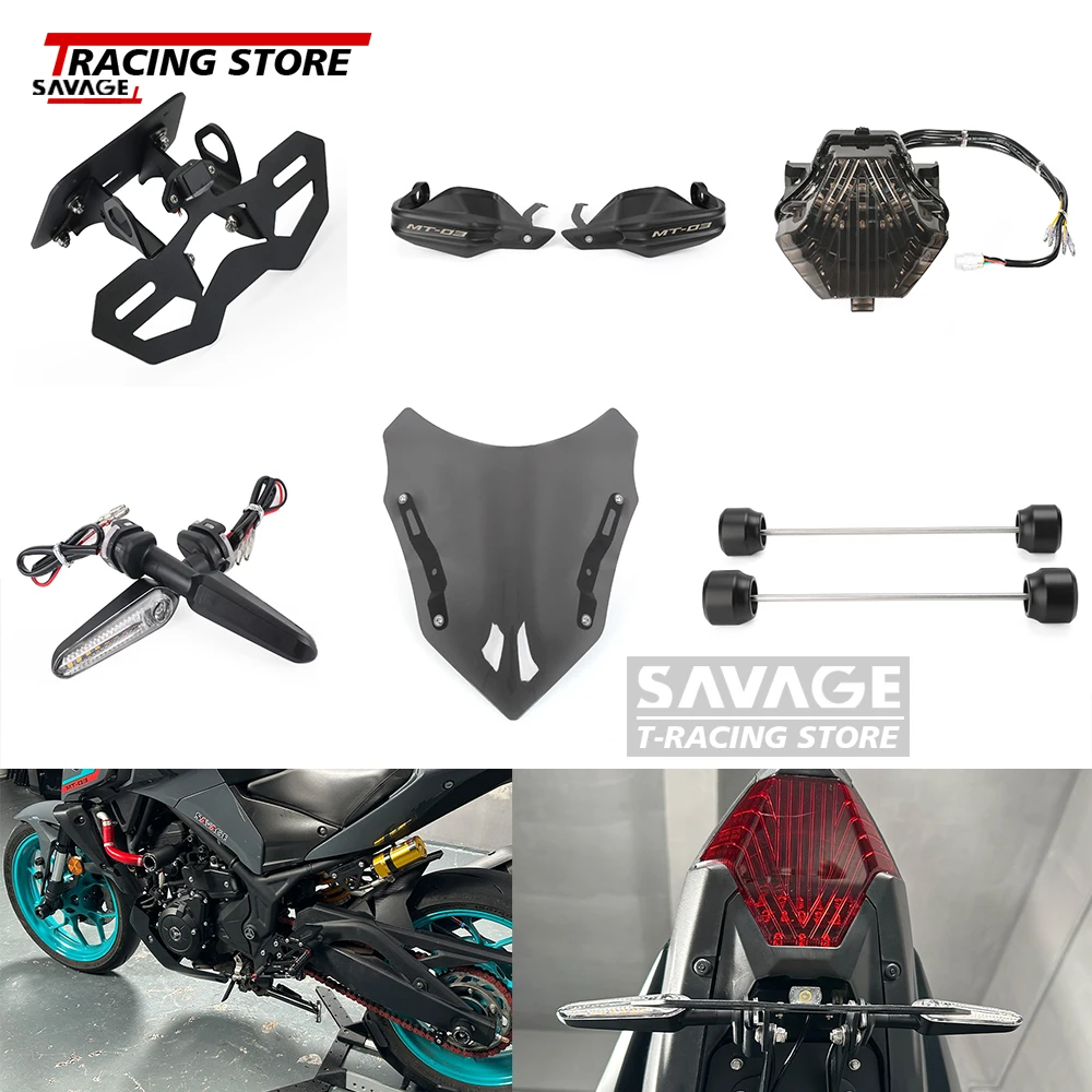 

For YAMAHA MT25 MT03 Falling Protection Taillight License Plate Holder Turn Signal Windscreen Handguard Mirror Foot Rest Charger