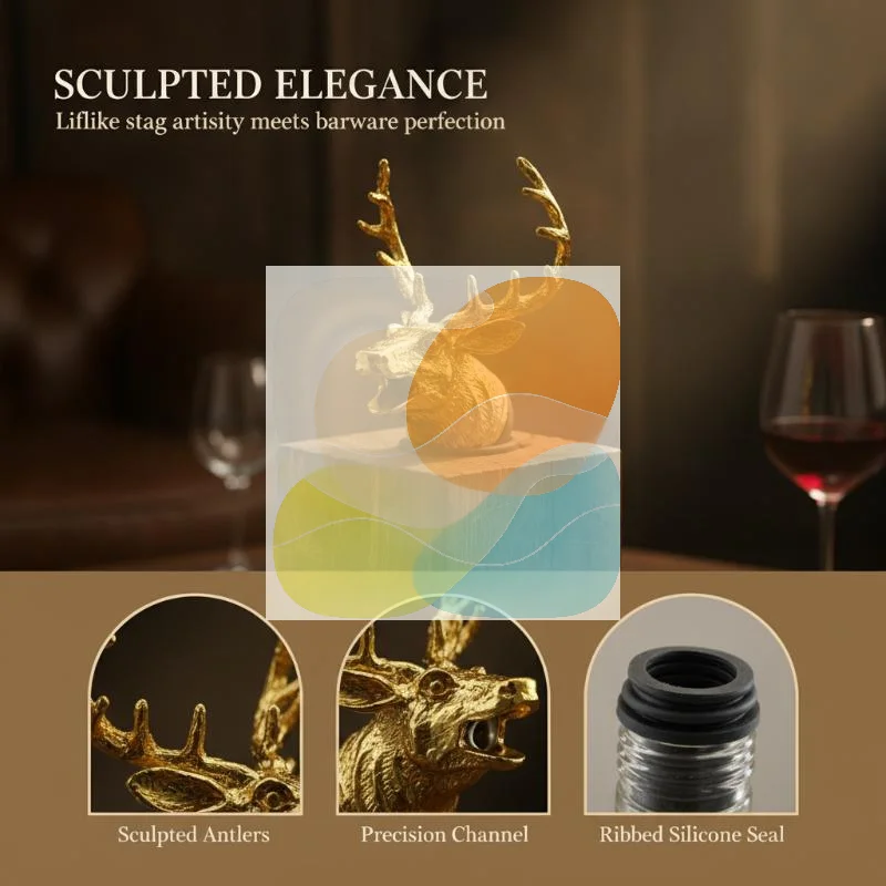Reusable Cork Wine Bottle Stopper Exquisite Deer Head Design Leakproof Sealer for Home Gathering Bar Restaurant